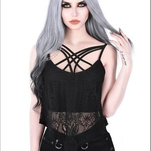 Strappy Lace Vest Top Black Killstar Summer Vibes